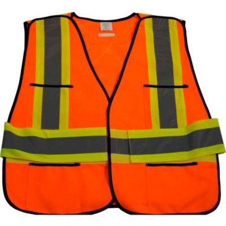 PETRA ROC INC Petra Roc ANSI & CSA Public Safety Vest, Solid Front Mesh Back, "X" On Back, Orange/Lime, 2XL-5XL OV2-PSVCSA-Plus